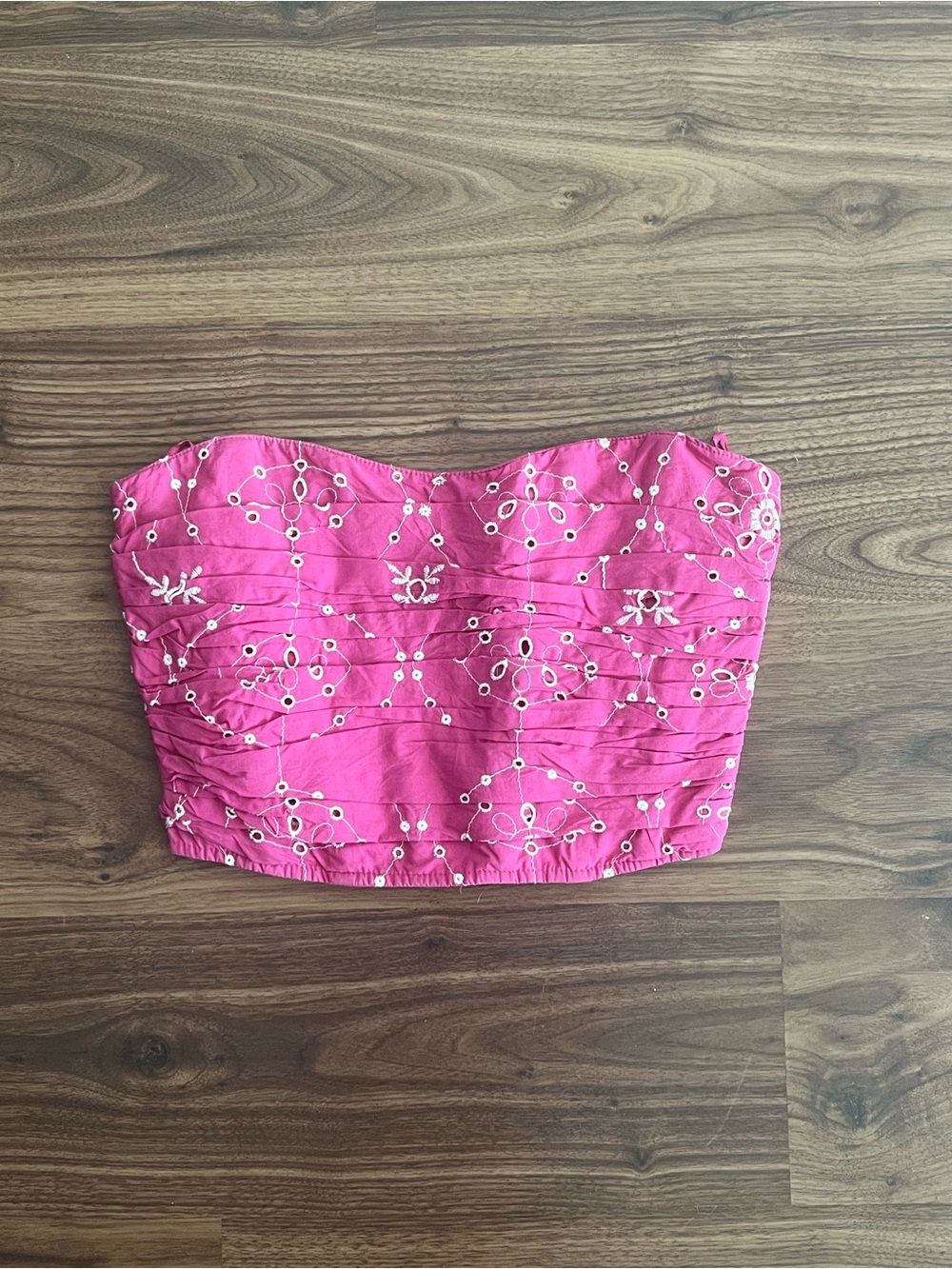 Zara Hot Pink Strapless Eyelet Bustier Top